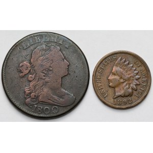 USA, Cent 1800 et 1892 - set (2pcs)