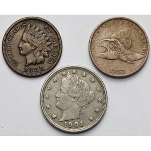 USA, 1-5 cents 1857-1901 - set (3pcs)