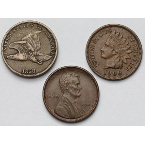 USA, Cent 1858-1909 - Satz (3Stück)