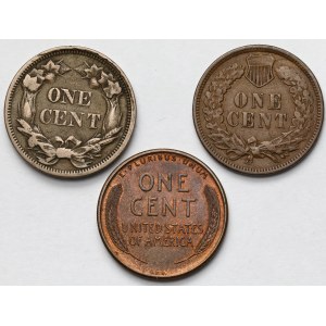 USA, Cent 1858-1909 - Satz (3Stück)