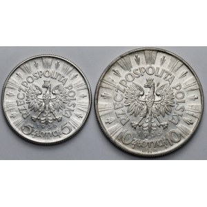 Pilsudski 5 zloty 1936 and 10 zloty 1935 - set (2pcs)