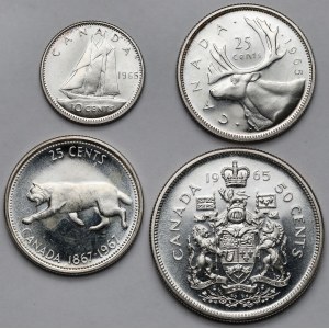 Kanada, 10-50 centów 1965-1967 - zestaw (4szt)
