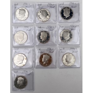 USA, PROOF 1/2 dollar 1990-S - set (10pcs)