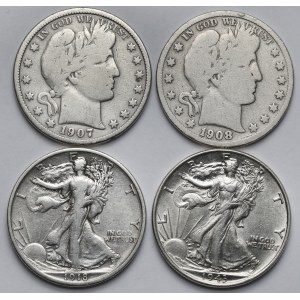 USA, 1/2 dollar 1907-1943 - set (4pcs)