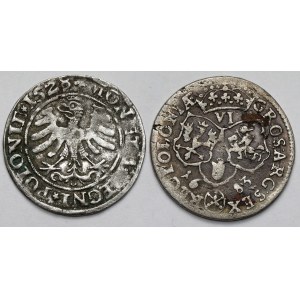 Grosz Kraków 1528 i Szóstak Bydgoszcz 1683 - zestaw (2szt)