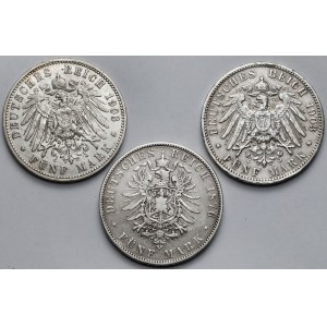 Germania, 5 marchi 1876-1908 - set (3 pezzi)