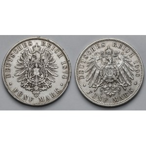 Bavorsko, 5 mariek 1874-1900-D - sada (2ks)