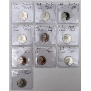 USA, PROOF 5 cents 2006-2007-S - set (10pcs)
