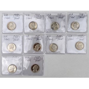 USA, PROOF 5 cents 1988-S - set (10pcs)