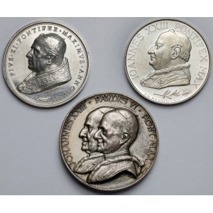 Vatican, Medals John XXIII and Pius XI - including SILVER - set (3pcs)