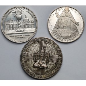 Vatican, Medals John XXIII and Pius XI - including SILVER - set (3pcs)