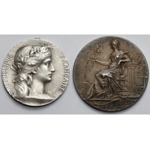 Francja, SREBRNE medale nagrodowe - zestaw (2szt)