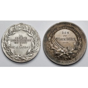 Francja, SREBRNE medale nagrodowe - zestaw (2szt)
