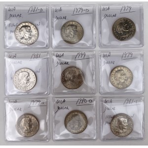 USA, $1 1979-1999 - set (9pc)