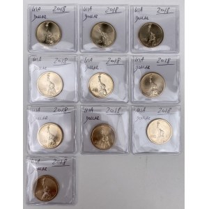USA, 1 dollaro 2018 - set (10 pezzi)