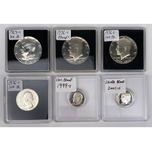 USA, PROOF 1/2 Dollar and Dime 1969-2001-S - set (6pcs)