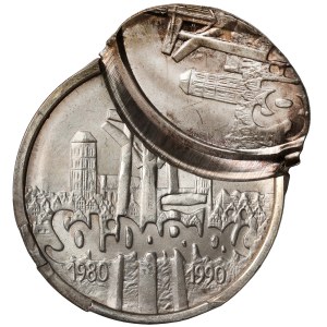 Destruct 100,000 zloty 1990 Solidarity - an off-center double-beat