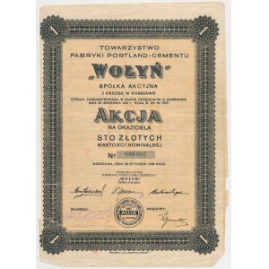 WOŁYŃ Tow. Fabryki Portland-Cementu, 100 zł 1932