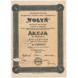 WOŁYŃ Tow. Fabryki Portland-Cementu, 100 zł 1932