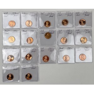 USA, PROOF 1 cent 1961-1989 - set (17 pezzi)