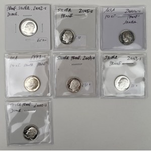 USA, PROOF 10 cents 1993-2005-S - set (7pcs)