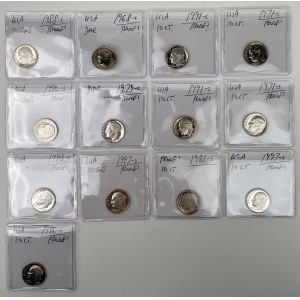 USA, PROOF 10 cents 1968-1997-S - set (13pcs)