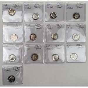 USA, PROOF 10 cents 1984-1987-S - set (13pcs)