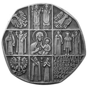 Strieborná medaila Milénium krstu v Poľsku 1966 (Veritas)
