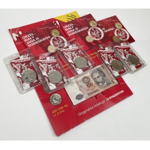 Wroclaw medallions, White Eagle + foreign coin and banknote (9pcs)