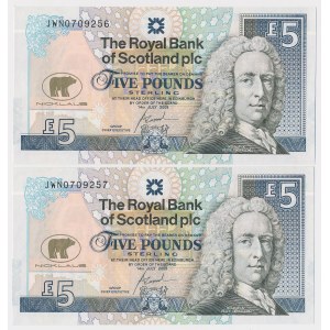 Scotland, 2x 5 Pounds 2005 - consecutive issues - set (2pcs)