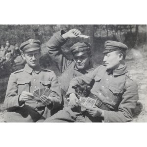 Photo of soldiers PLAYING at cards with the Brands of the General Government