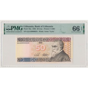 Lithuania, 50 Lithium 1993 - QAA 0000024 - low two-digit number