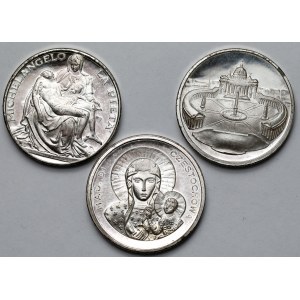 SILVER medals, John Paul II - set (3pcs)