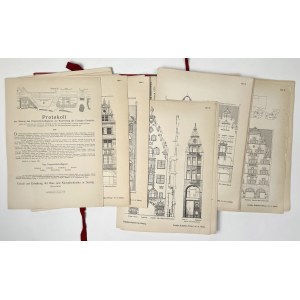 Album of 100 competition entries for the reconstruction of facades in Danzig, 1902.