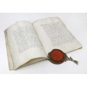 An old document with a striking seal