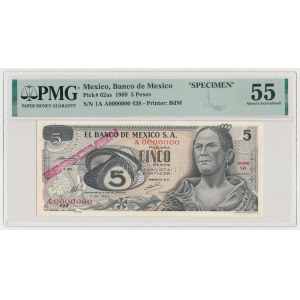 Mexiko, ESPECIMEN / SPECIMEN 5 pesos 1969