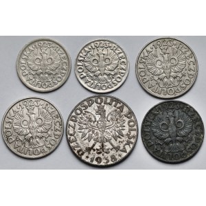 10-50 haléřů 1923-1938 - sada (6 ks)