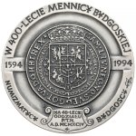 SILVER medal, 400th anniversary of the Bydgoszcz Mint 1994 - Sigismund III Vasa