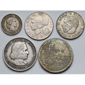 USA and Europe, Silver and Non-circulating Coins - Set (5pcs)