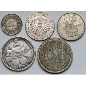 USA and Europe, Silver and Non-circulating Coins - Set (5pcs)