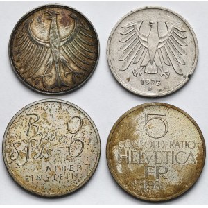 Germany and Switzerland, 5 marks and 5 francs 1951-1980 - set (4pcs)
