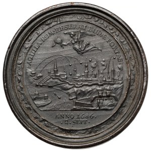 Austria, Checkers medal / Brettstein - Charles VI / liberation of Budapest from the Turks 1686