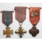 Czechoslovakia, Czechoslovak War Cross 1914-1918 and 1939 and Cross V těžkých dobách 1918-1919. - set (3pcs)