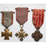 Czechoslovakia, Czechoslovak War Cross 1914-1918 and 1939 and Cross V těžkých dobách 1918-1919. - set (3pcs)