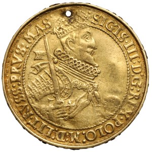 Zygmunt III Waza, Półportugał (5 dukatów) 1620, Bydgoszcz - odbitka talara lekkiego koronnego w ZŁOCIE