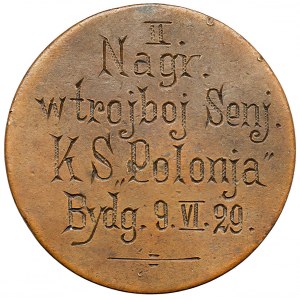 Medaille, Polonia Bydgoszcz, 2. Preis im Triathlon 1929 - selten