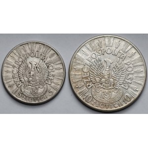 Strzelecki, Piłsudski 5 a 10 zlotých 1934 - sada (2ks)