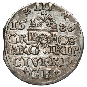 Stefan Batory, Trojak Ryga 1586 - duża głowa