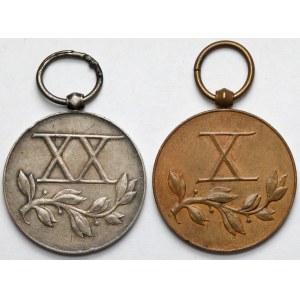 Second Republic, Medal for Long Service - Bronze (X) and Silver (XX) (2pcs)