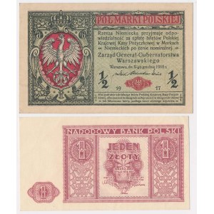 1 zloty 1946 and 1 mkp 191 - set (2pcs)